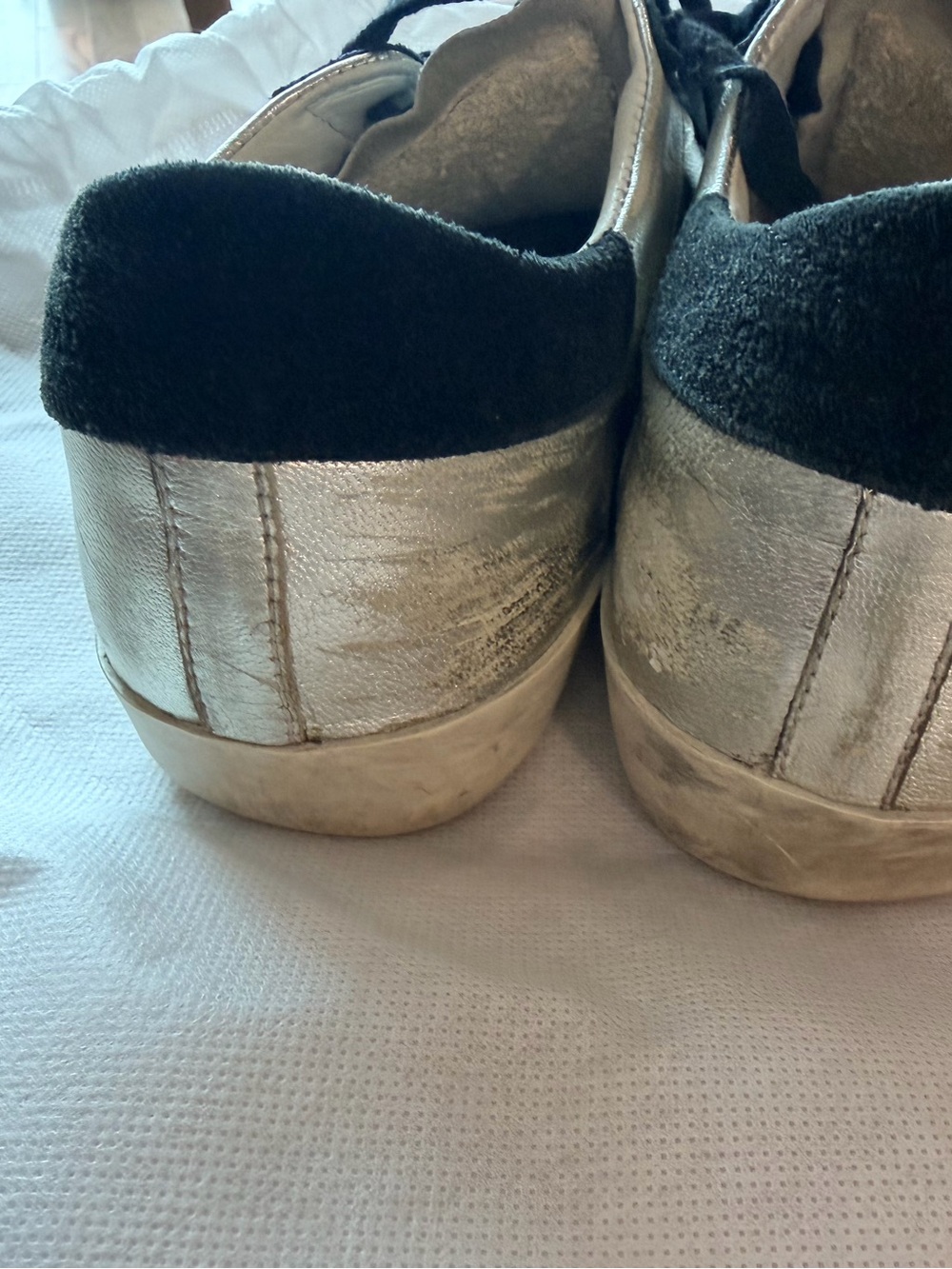 Golden Goose Silver and Black Low-Top Sneakers - Picture 12 of 13